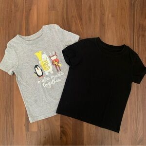 Two Cat & Jack Cotton Tshirts - “Make Music Together” and Plain Black - Size 4